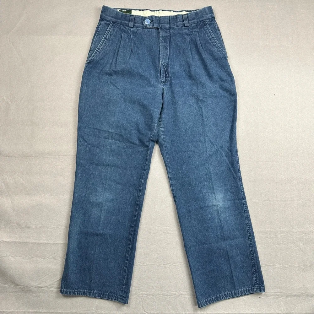 J.Crew Outfitters Oarsman Mens Pleated Denim Trousers Straight Leg Blue Size 31